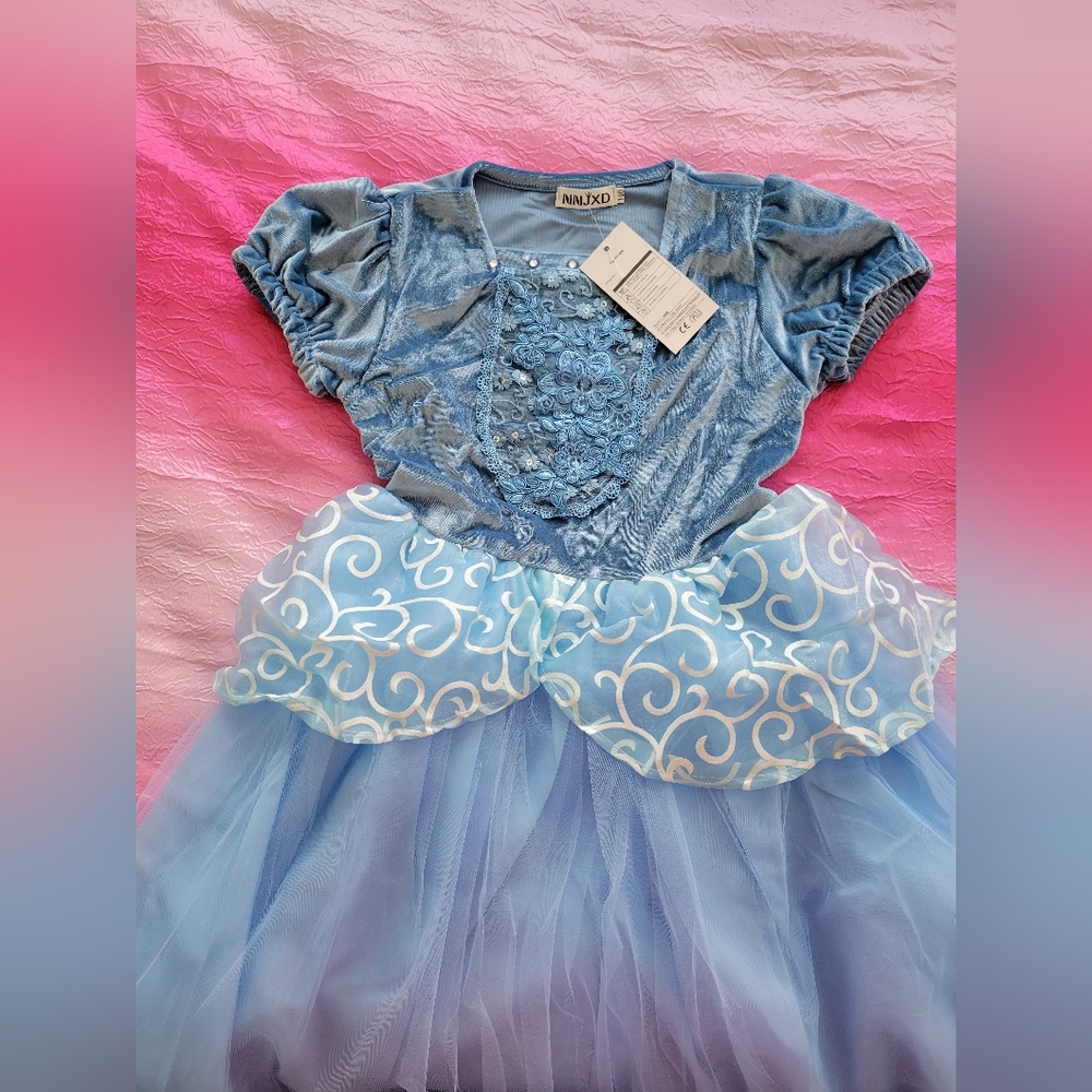 Cinderella Costume Girls  Princess Dress Size 140 (8 Years) NEW - Picture 11 of 16